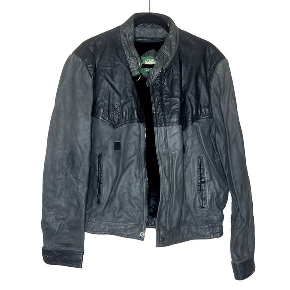VINTAGE 80s Leather Bomber Jacket Hill and Archer Size 42 - Picture 1 of 12
